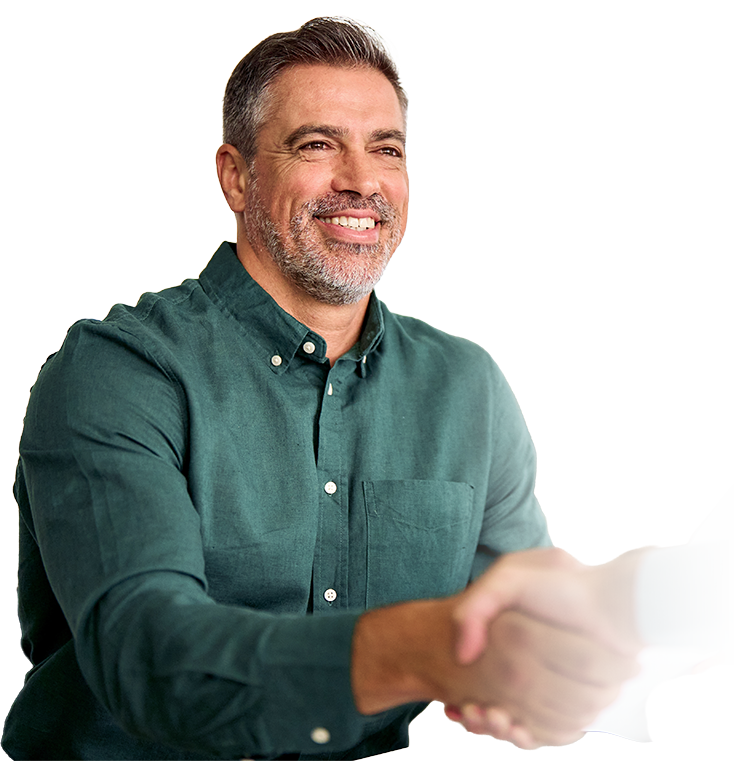 Man shaking hands with an associate